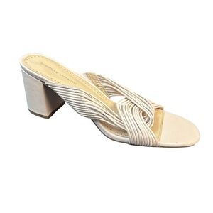 Adrienne Vittadini Annalee Women's Ivory Strappy Sandal Mule Heels NWOT Size 12